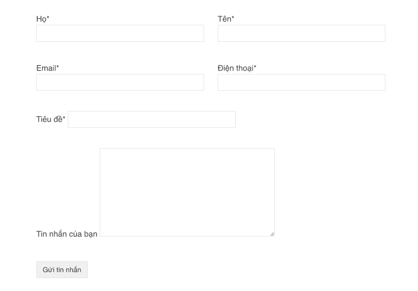 Tạo hai trường một hàng trong Contact Form 7 (two fields in one row) kiểu css cho hai cột trên một hàng