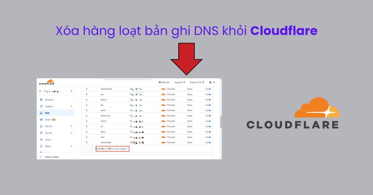 Xóa hàng loạt bản ghi DNS khỏi Cloudflare