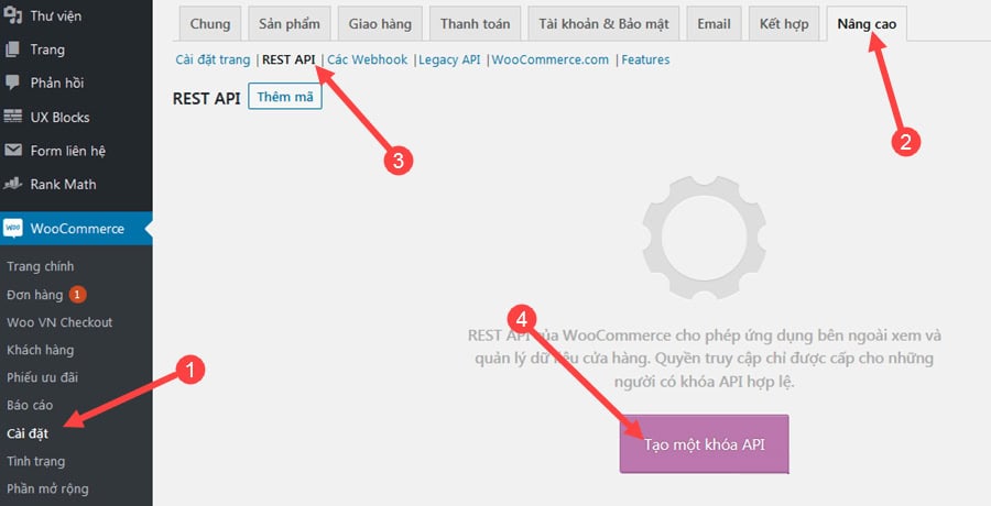 Đồng bộ đơn hàng WooCommerce lên Google Sheet Tạo REST API trong WooCommerce