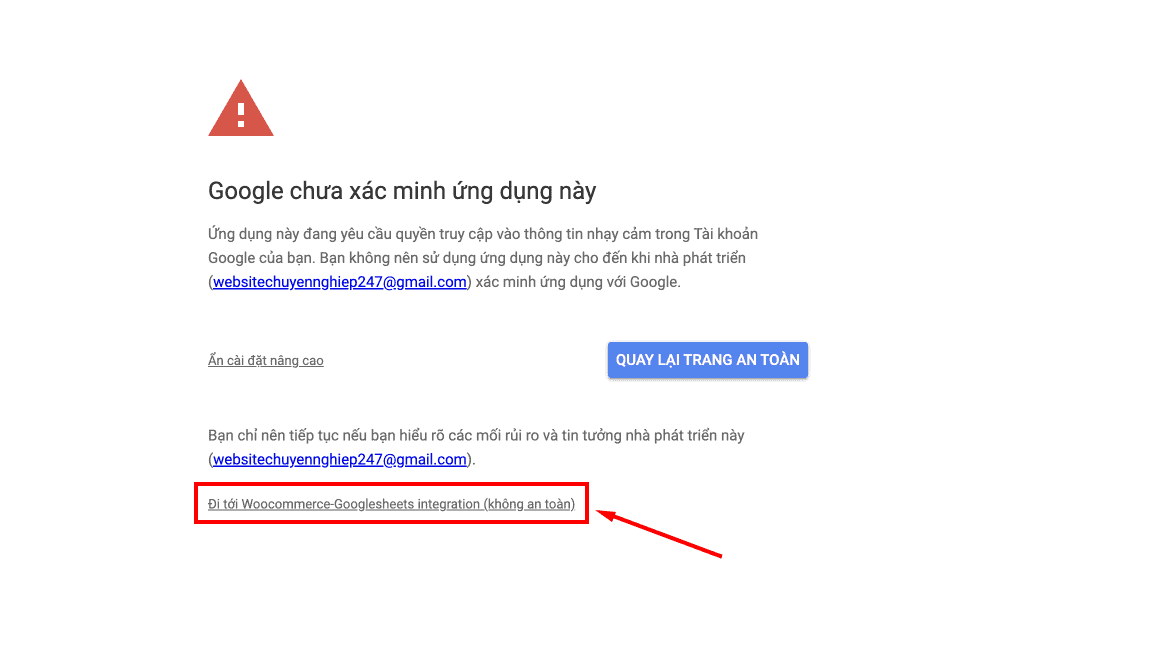 Đồng bộ đơn hàng WooCommerce lên Google Sheet cấp quyền cho Woocommerce-Googlesheets integration