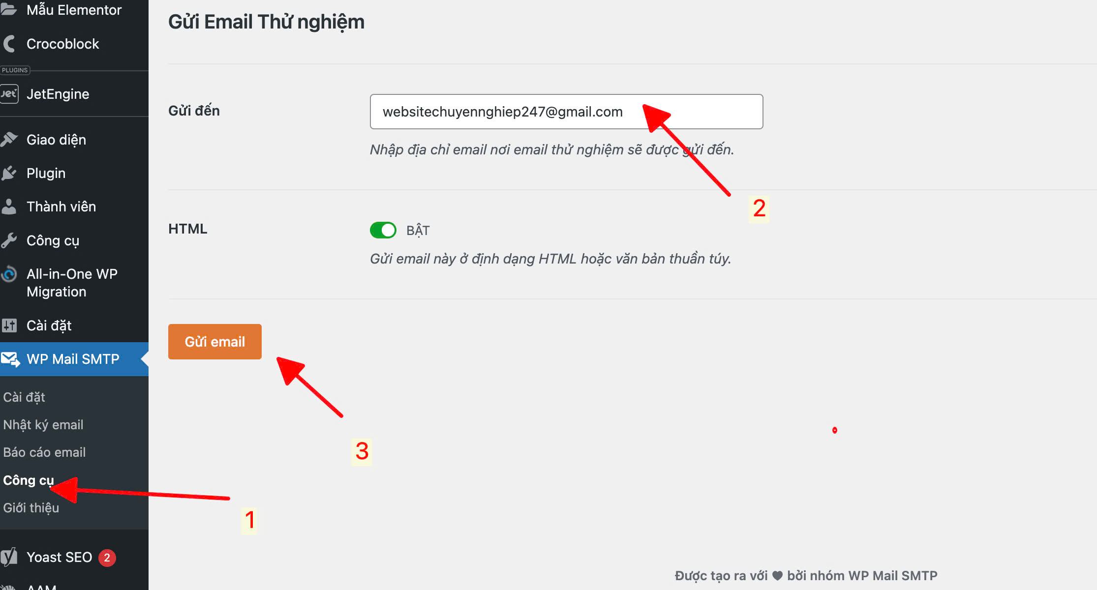 Gửi email thử nghiệm