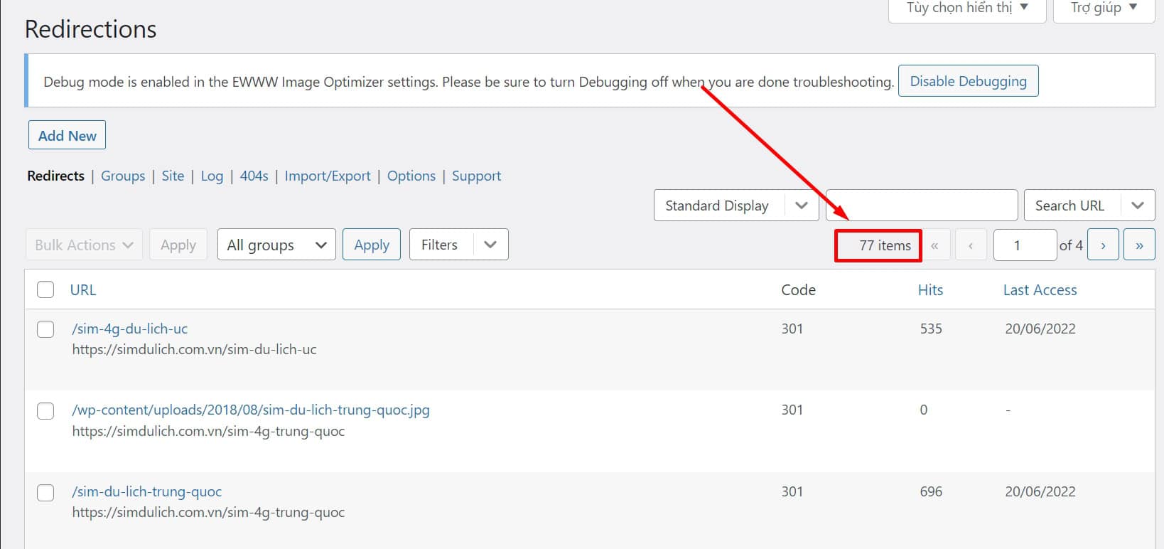 Xuất (Export) Dữ Liệu Từ Plugin Redirection
