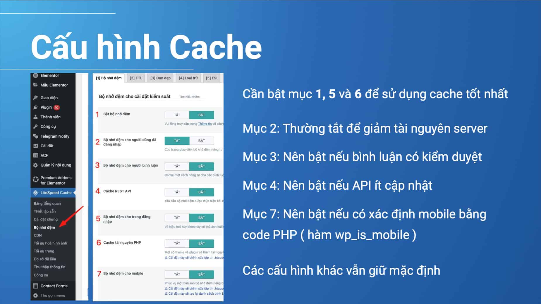 Cấu hình Bộ nhớ đệm (cache)