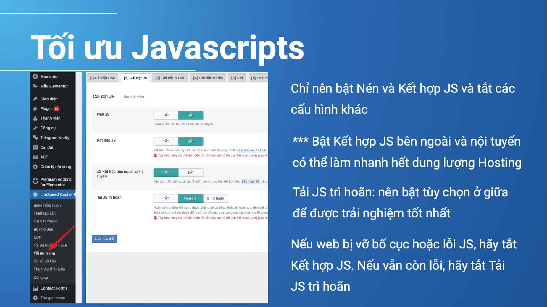 Cài đặt Javascripts