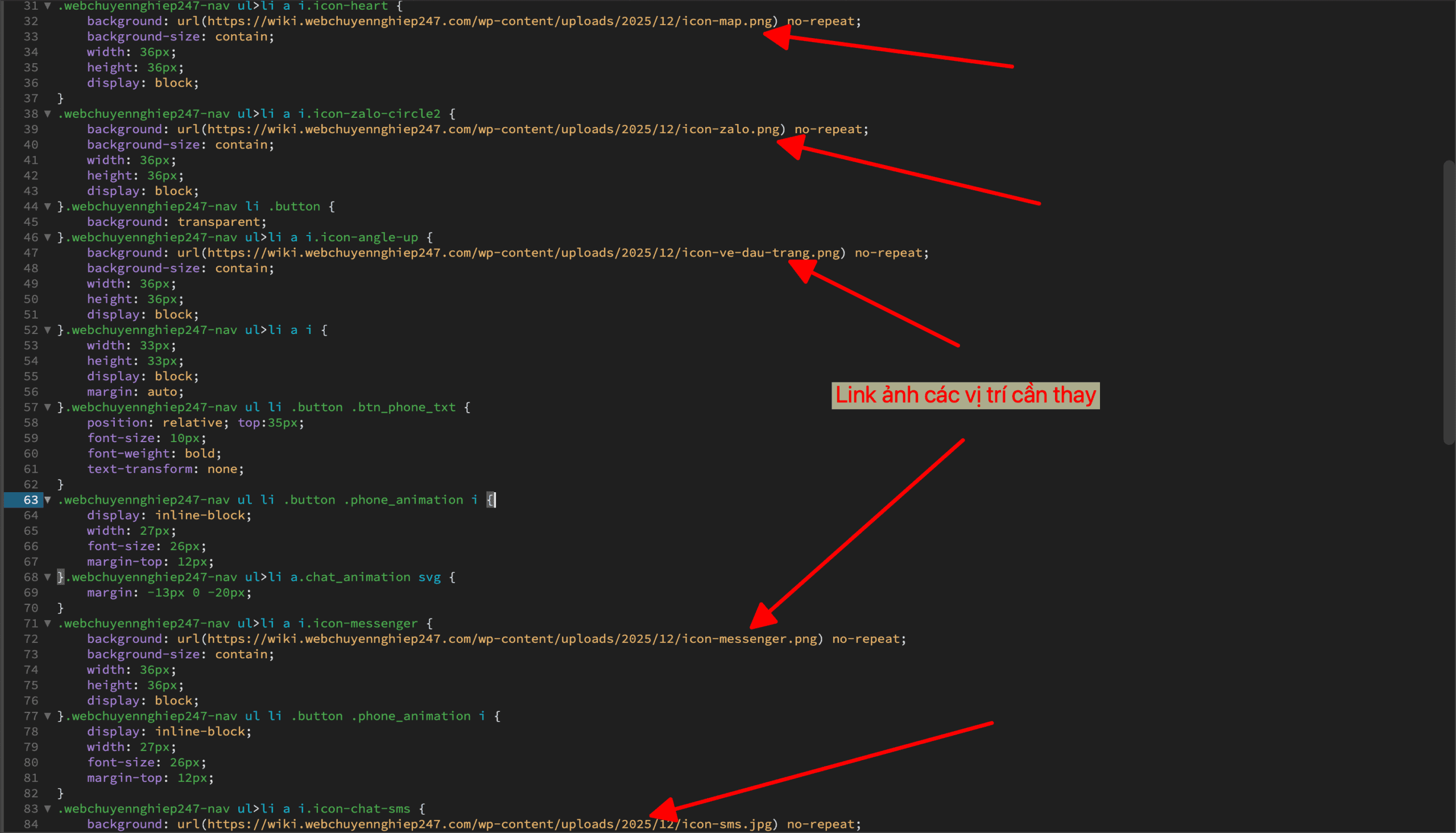 link ảnh các vị trí cần thay