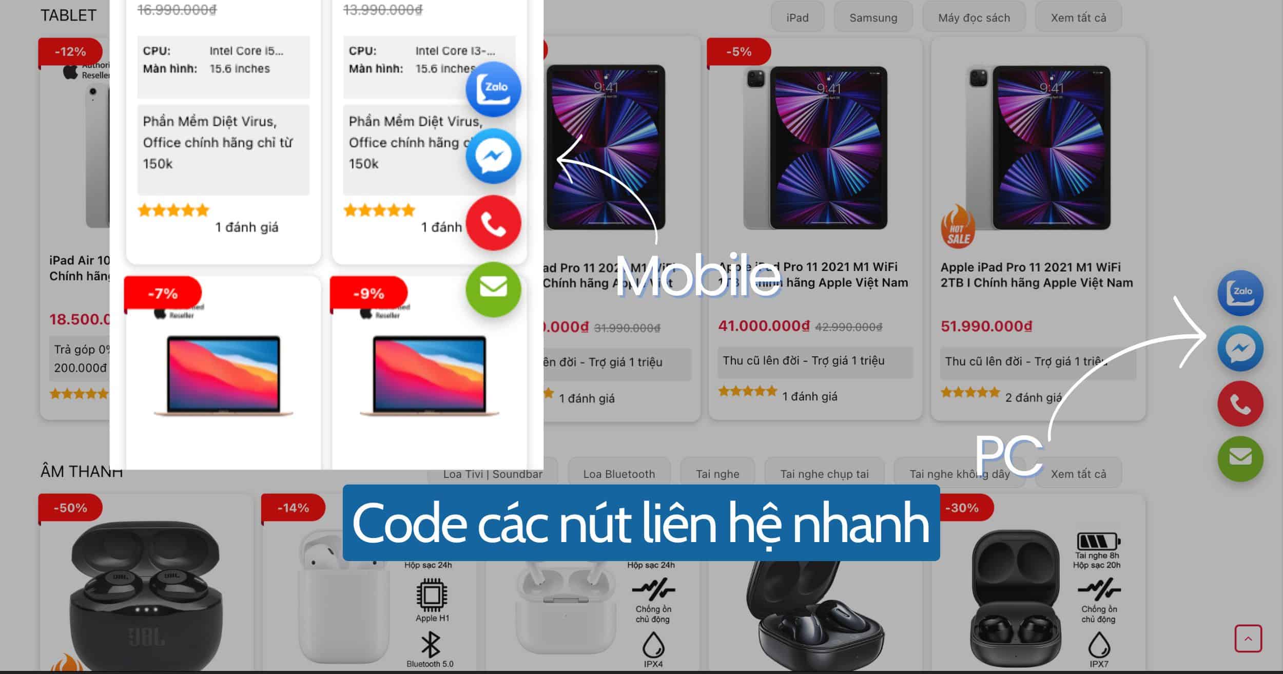 Code action button liên hệ nhanh cho website WordPress – Style 5