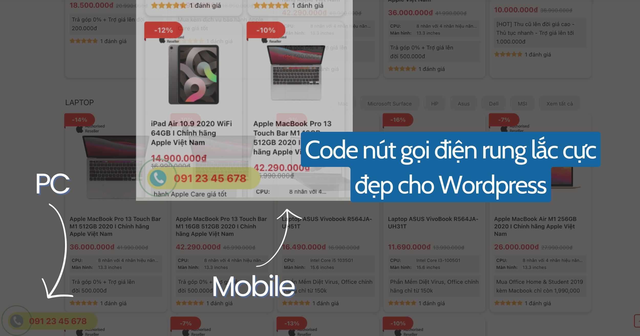 Code nút gọi điện rung lắc cực đẹp cho Wordpress