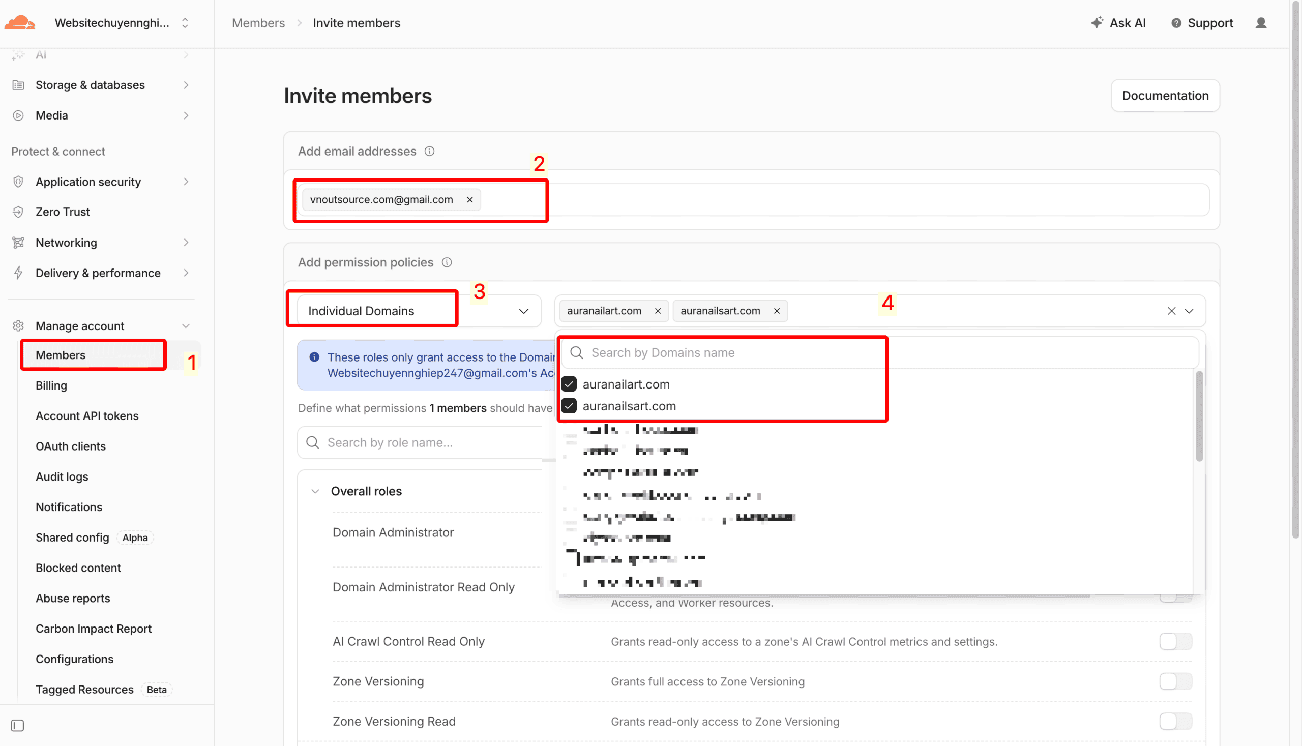 Chia sẻ quyền truy cập tên miền CloudFlare Phân quyền giới hạn cho 1 domain