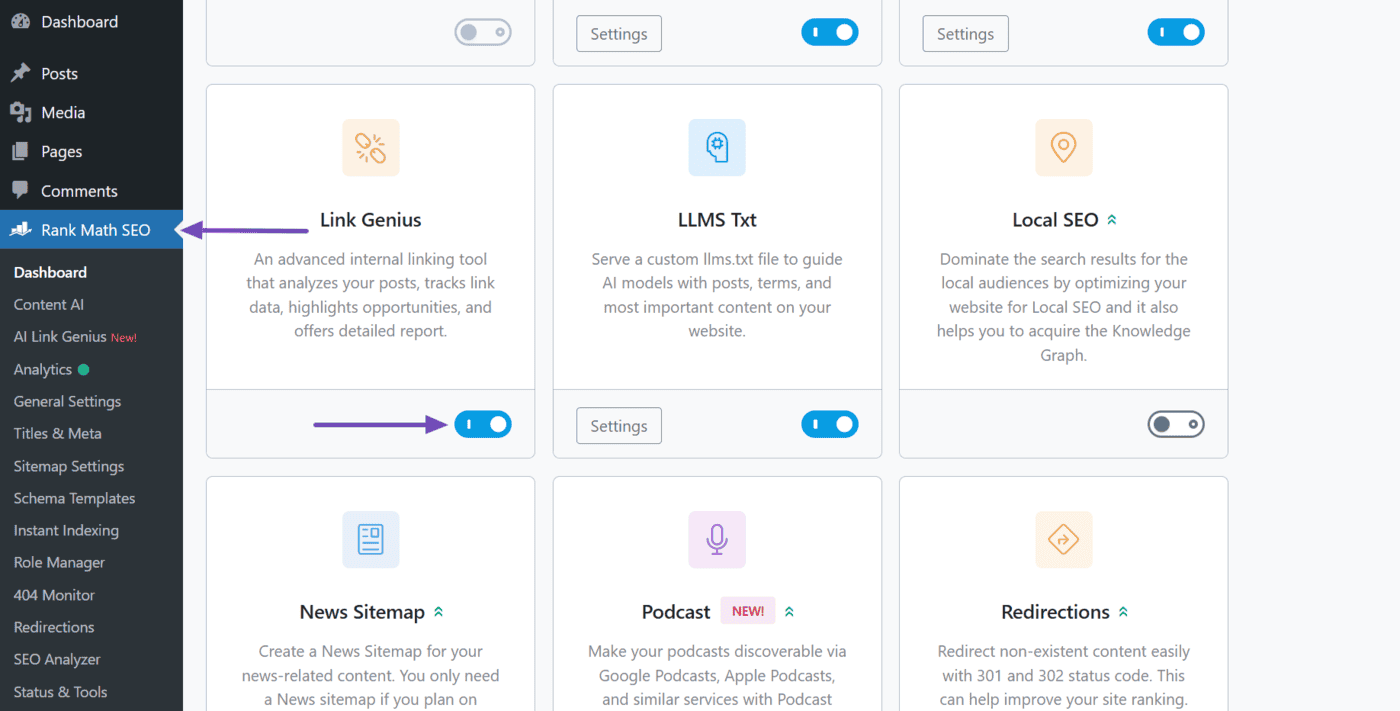 Kích hoạt AI Link Genius