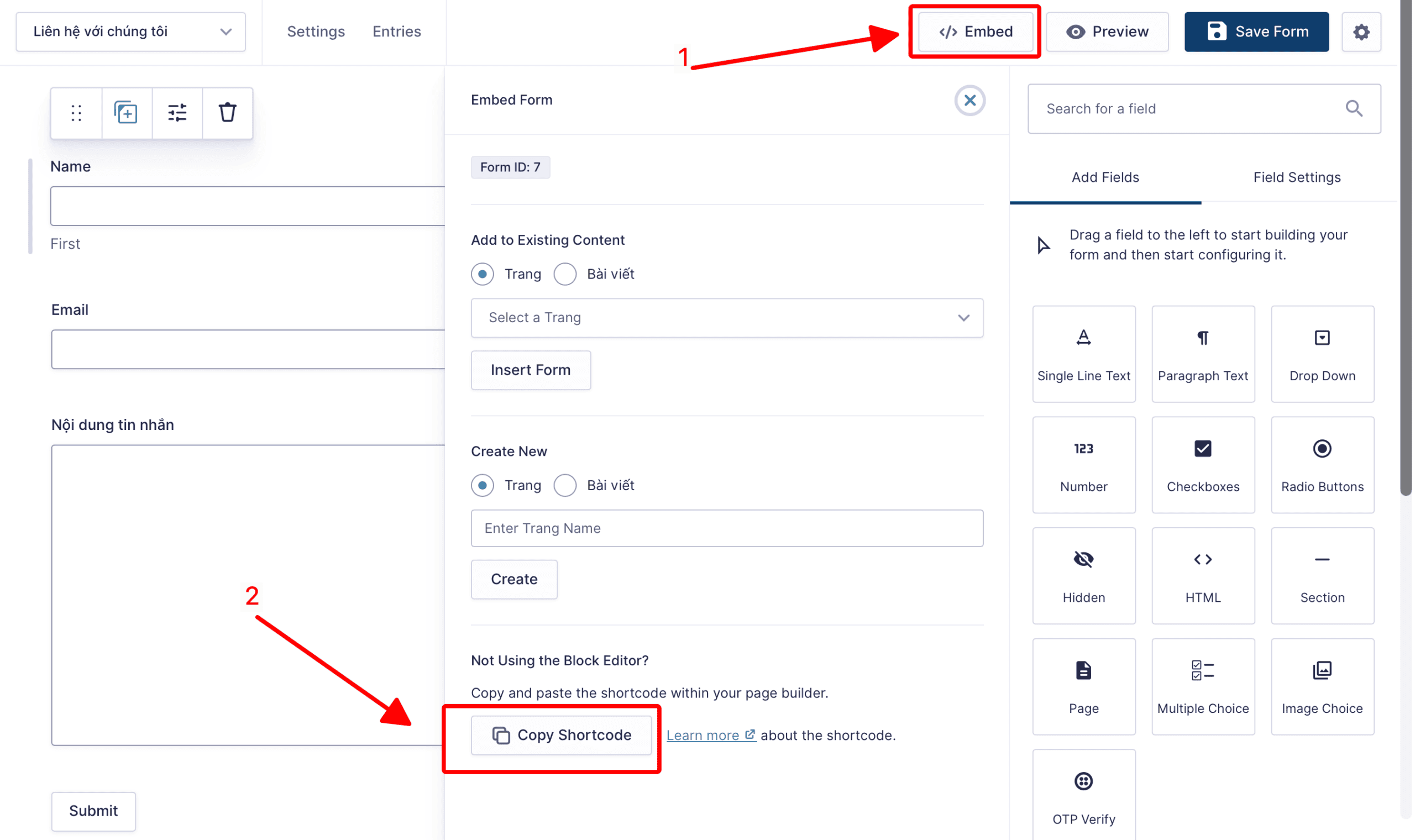 Hướng dẫn cài đặt Gravity Forms trên WordPress Lưu và nhúng Form vào trang web